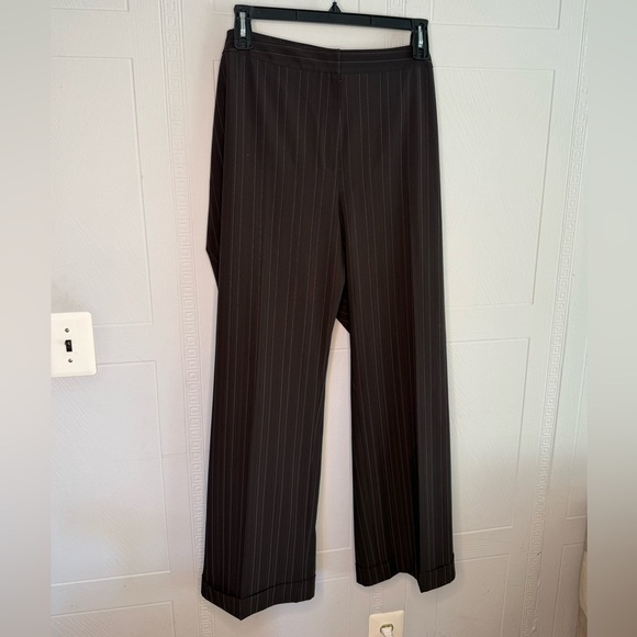 TAHARI ARTHUR S. LEVINE Women Plus Career Pant Suit Size 20W Brown Pinstriped - Picture 9 of 16